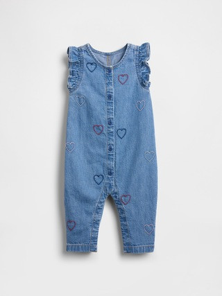 Baby Denim Embroidered Heart One-Piece | Gap (CA)