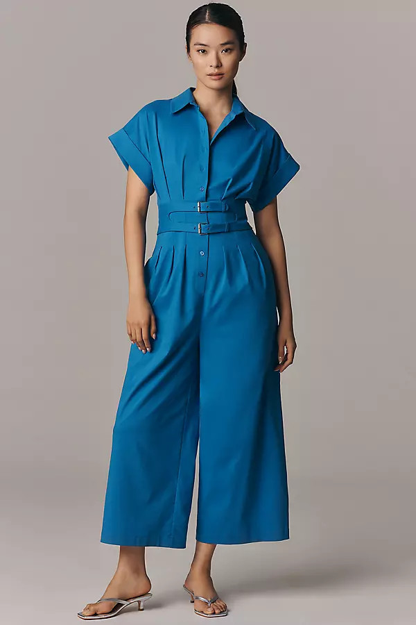 The Tobie Pleated Jumpsuit by Exquise: Double-Buckle Edition | Anthropologie (US)