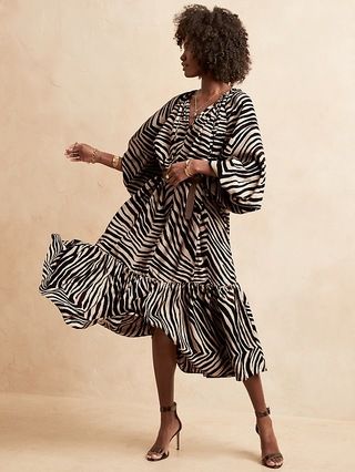 Silk Habotai Tiered Midi Dress | Banana Republic (US)