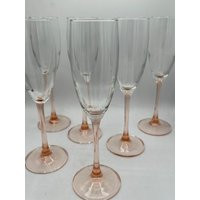 Vintage Arcoroc Crystal Champagne Glasses With Pink Stem, Set Of 6 ~ 8.75"" H So Pretty Great For A Valentine's Day Toast | Etsy (US)
