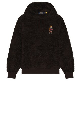 Polo Ralph Lauren Long Sleeve Curly Hi-Pile Novelty Holiday Bear Hoodie in Brown | FWRD 