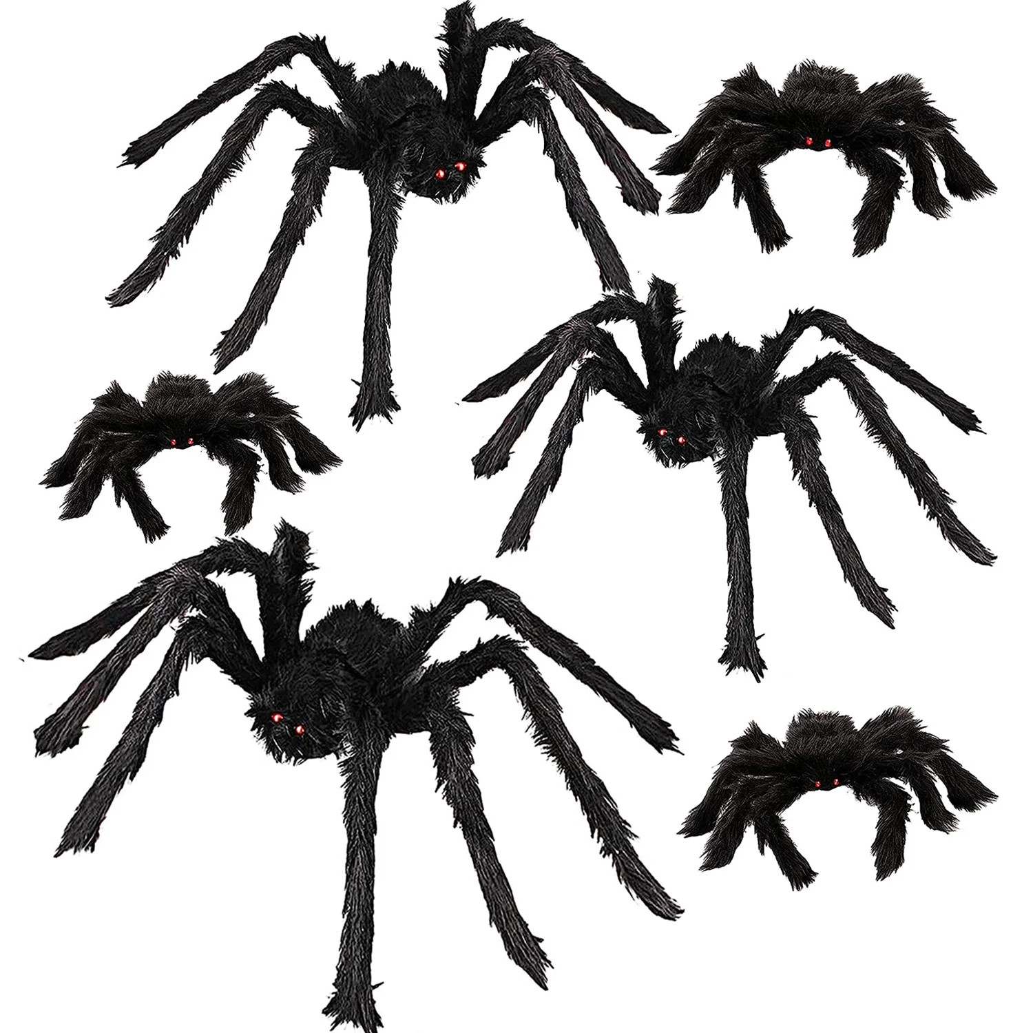Halloween Spider Decorations, 6 Pcs Realistic Hairy Spiders Set, Scary Spider Props for Indoor, O... | Walmart (US)