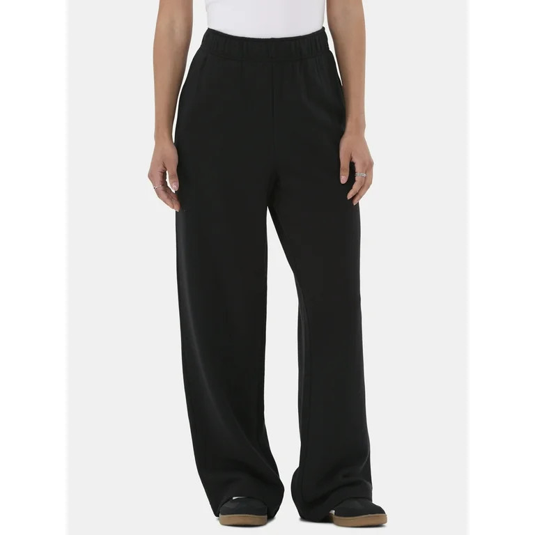 No Boundaries Wide-Leg Fleece Pants, 30” Inseam, Women’s and Women’s Plus | Walmart (US)