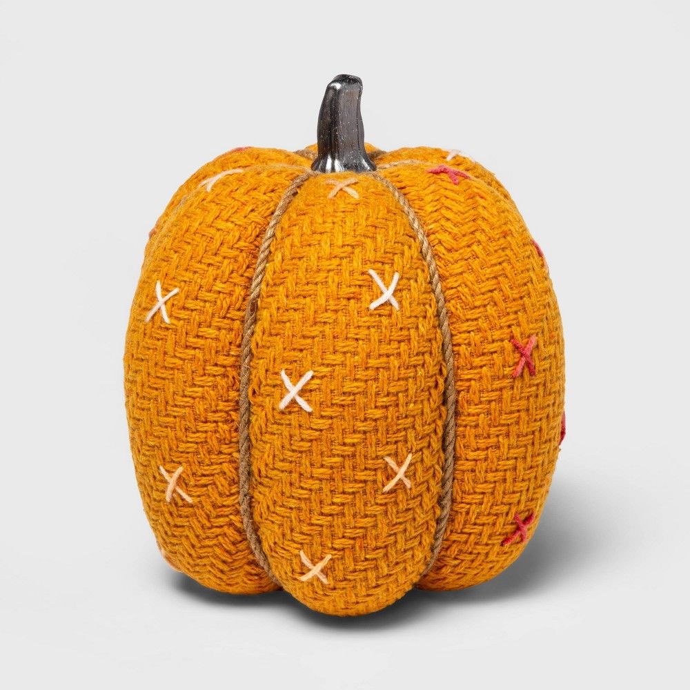 Halloween Large Tweed with Stitch Fabric Harvest Pumpkin (with Orange Contrast Jute Base) - Spritz | Target