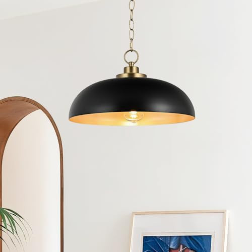 15.7" Pendant Light Fixtures, Farmhouse Pendant Lights Kitchen Island, Black Hanging Ceiling Light for Kitchen Island Dining Room | Amazon (US)
