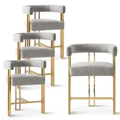 25" Upholstered Gold Chenille Counter Stool | Wayfair North America