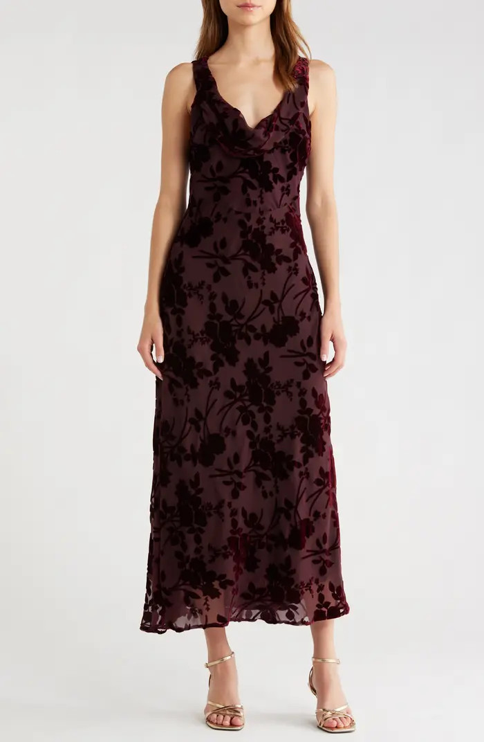 Floris Floral Burnout Velvet Maxi Dress | Nordstrom
