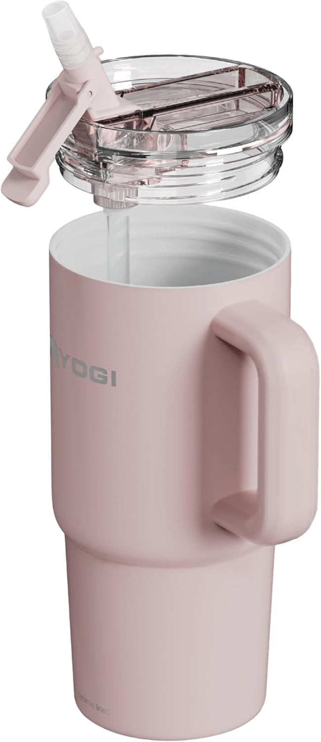 YOGI Ceramic Lined Metal Allergy Safe 24oz Tumbler Handle Comes with Straw Leakproof Flip & Sip L... | Amazon (US)