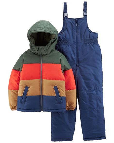 OshKosh B'gosh Kid Boys 2-Piece Striped Snowsuit 8 Multi | Carter's