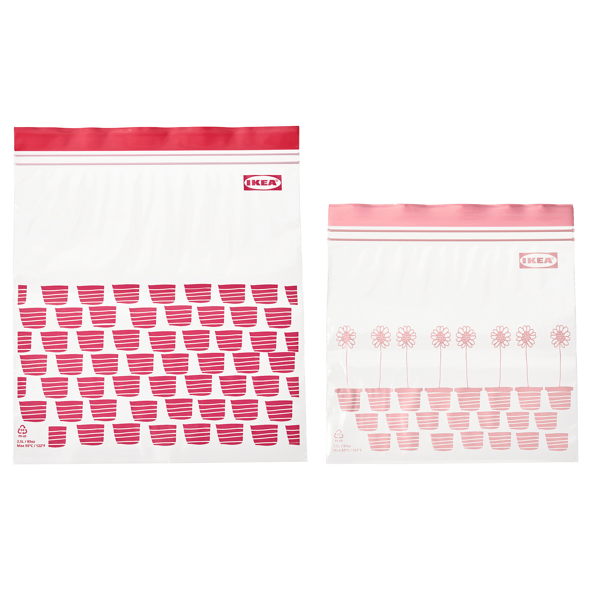 ISTAD Resealable bag, patterned red/pink, 3/1 qt | IKEA US