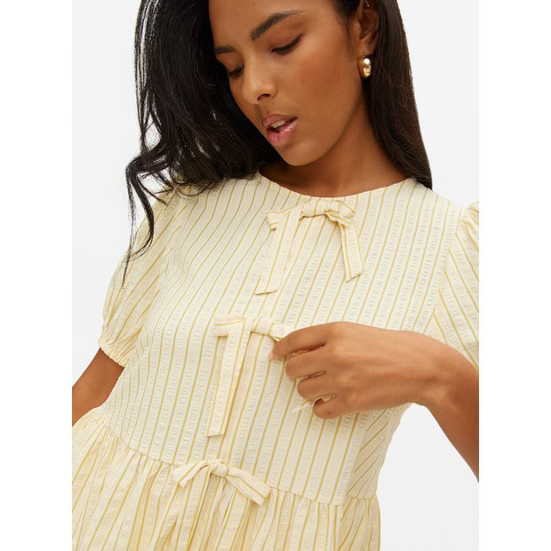 Yellow Stripe Bow Front Co-ord Top 22 | Tu Clothing