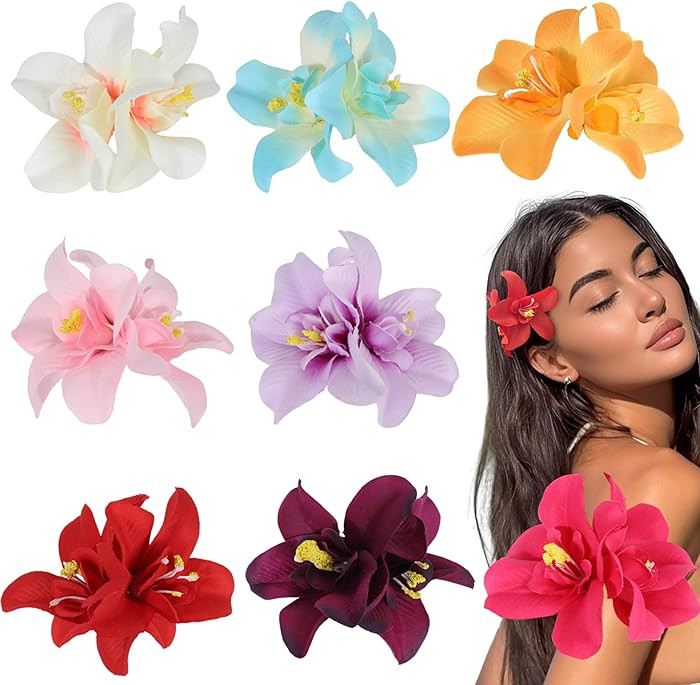 Hawaiian flower Hair Clips Ttropical Flower Hair Clip 8 Pieces Hair Accessories for Women Girls H... | Amazon (US)
