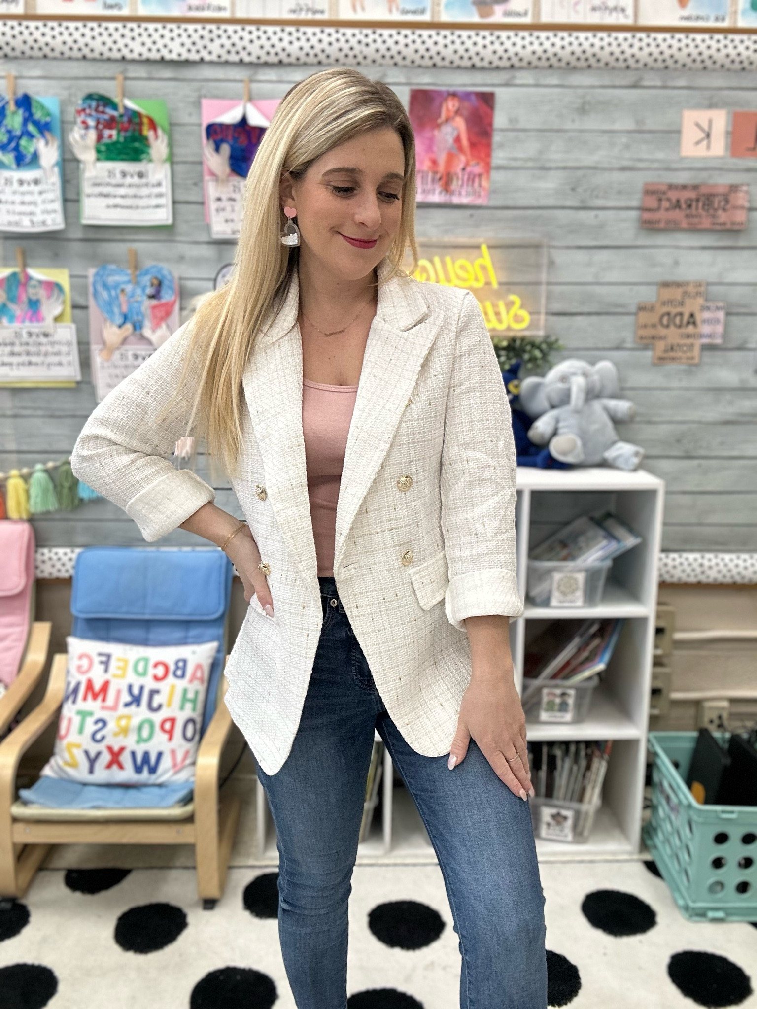 The cutest light weight blazer with weaved fabric and gold buttons 🫶

#LTKSeasonal #LTKfindsunder50 #LTKMostLoved