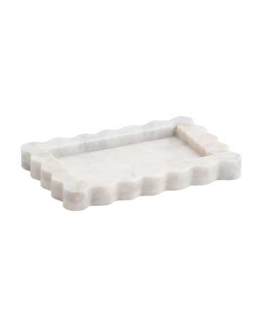 12x8 Fluted Solid Marble Tray | TJ Maxx