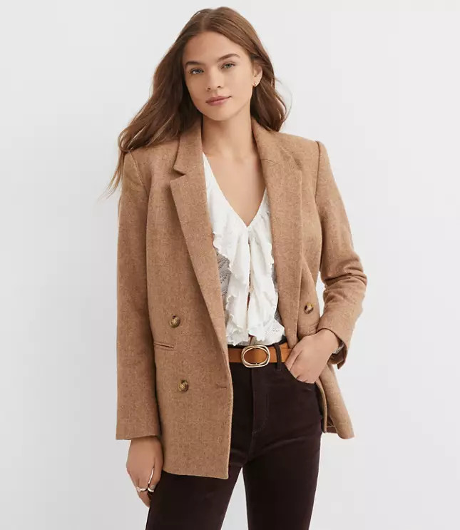 Herringbone Relaxed Blazer | LOFT