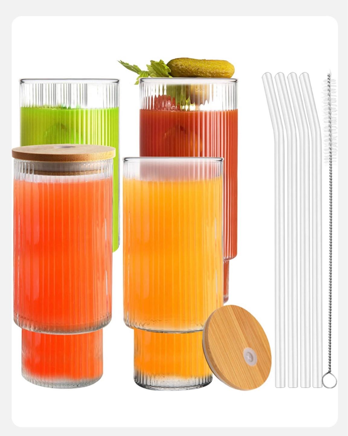 16oz ribbed glasses with lid and glass straw

#LTKunder50 #LTKhome