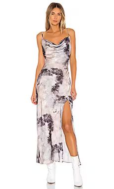 superdown Krystal Slit Maxi Dress in Grey Tie Dye from Revolve.com | Revolve Clothing (Global)