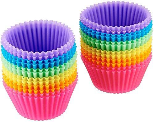Amazon Basics Reusable Silicone Baking Cups, Muffin Liners - Pack of 24, Multicolor | Amazon (US)