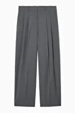 PANTALON TAILLEUR LARGE LAINE - GRIS CHINÉ - Trousers - COS | COS (EU)
