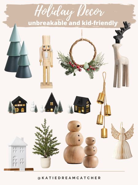 Unbreakable & Kid-friendly Holiday Decor. Wooden Christmas tree, wooden Christmas decorations, metal holiday village houses, natural wood nutcracker  

#LTKhome #LTKHoliday #LTKSeasonal