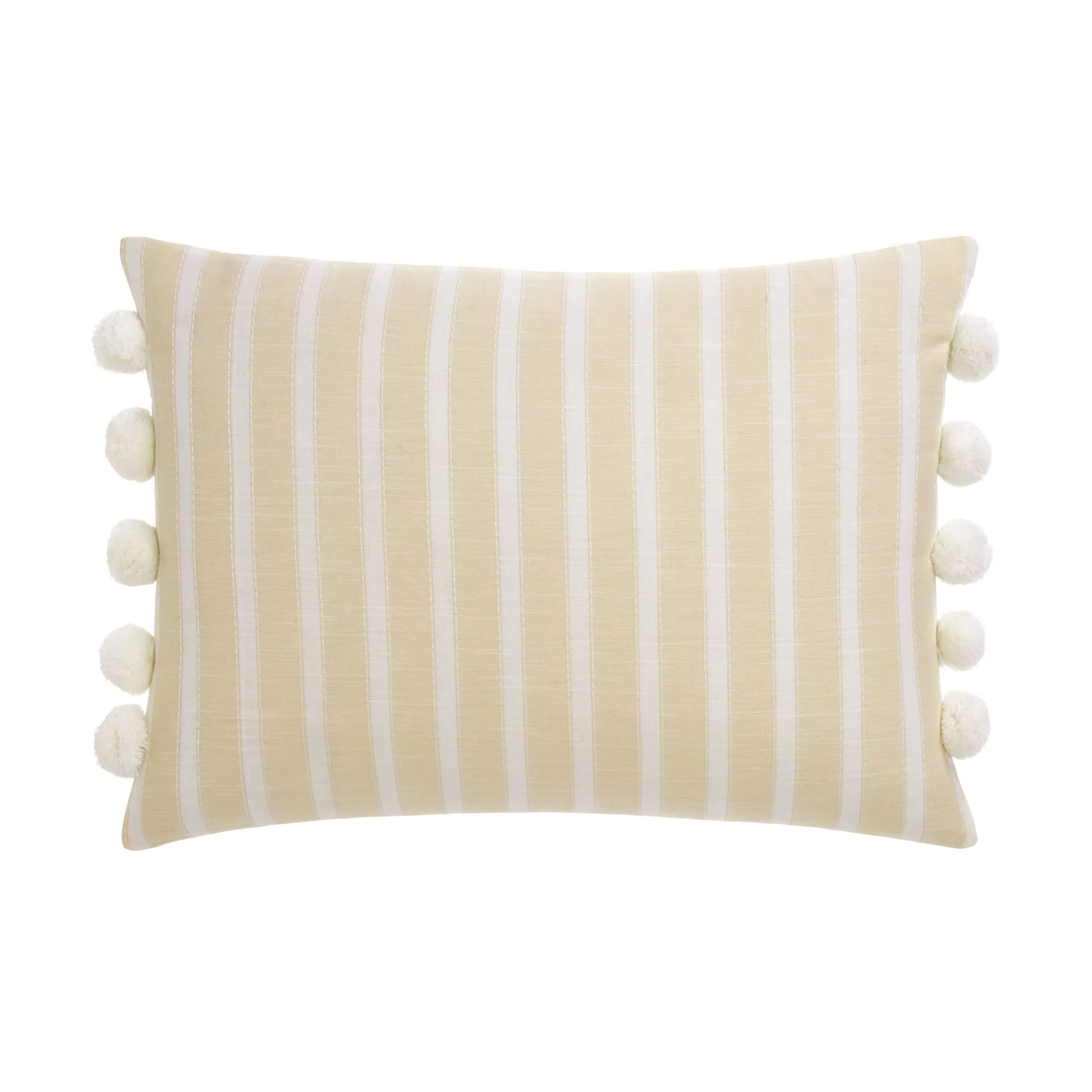 Gap Home Yarn Dyed Chambray Stripe Decorative Oblong Throw Pillow with Pom Trim Grey 20" x 14" | Walmart (US)