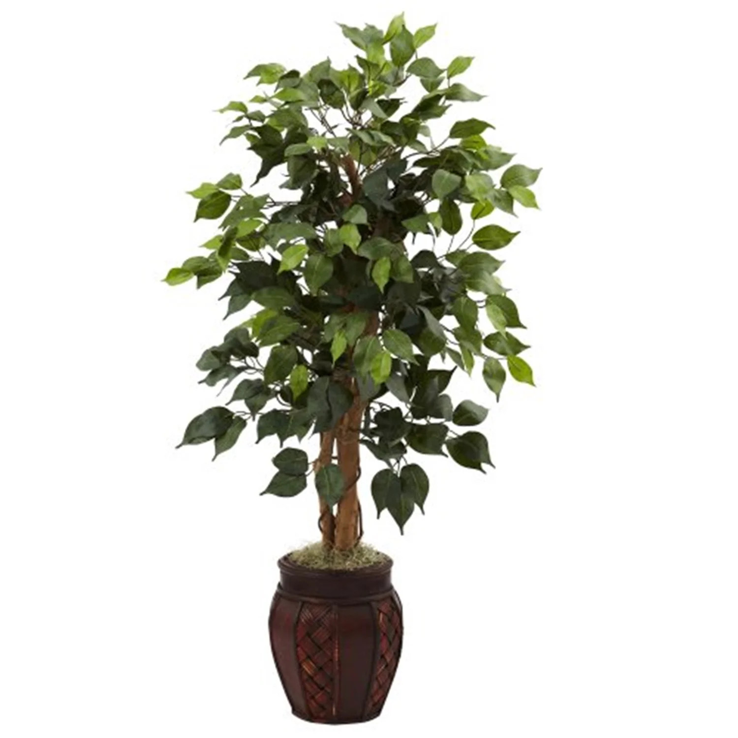 Nearly Natural 44" Plastic Ficus Tree Artificial Plant with Decorative Planter, Green | Walmart (US)