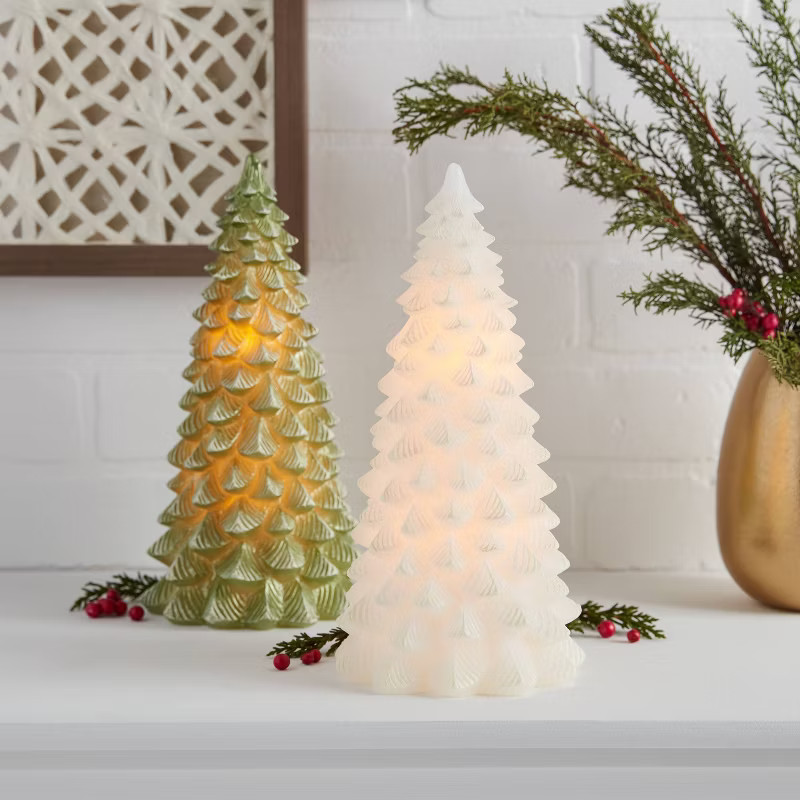 5" x 10" Holiday LED Cotton White Tree Candle - Threshold™ | Target