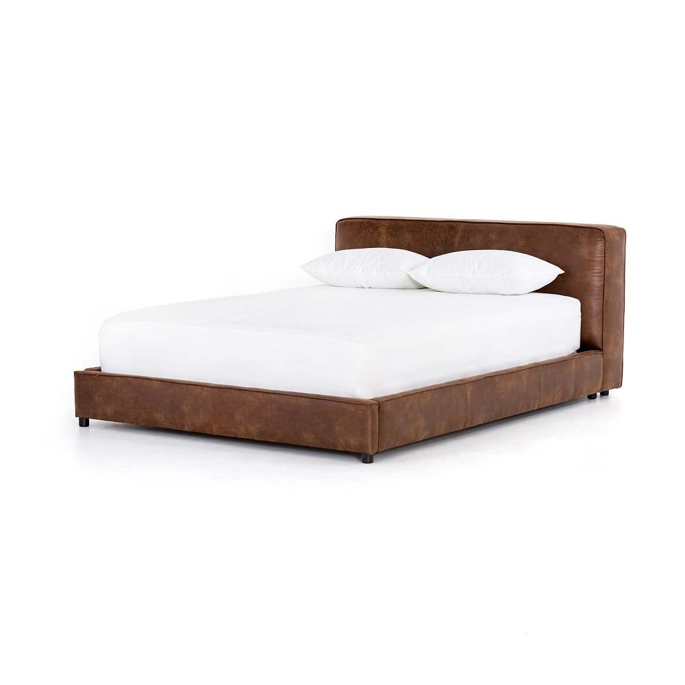 Curved Modern Upholstered Bed, Vintage Tobacco, Queen | West Elm (US)
