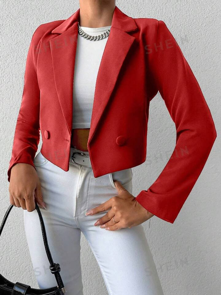 Doppelt-breasted Blazer Mit Kerbkragen | SHEIN