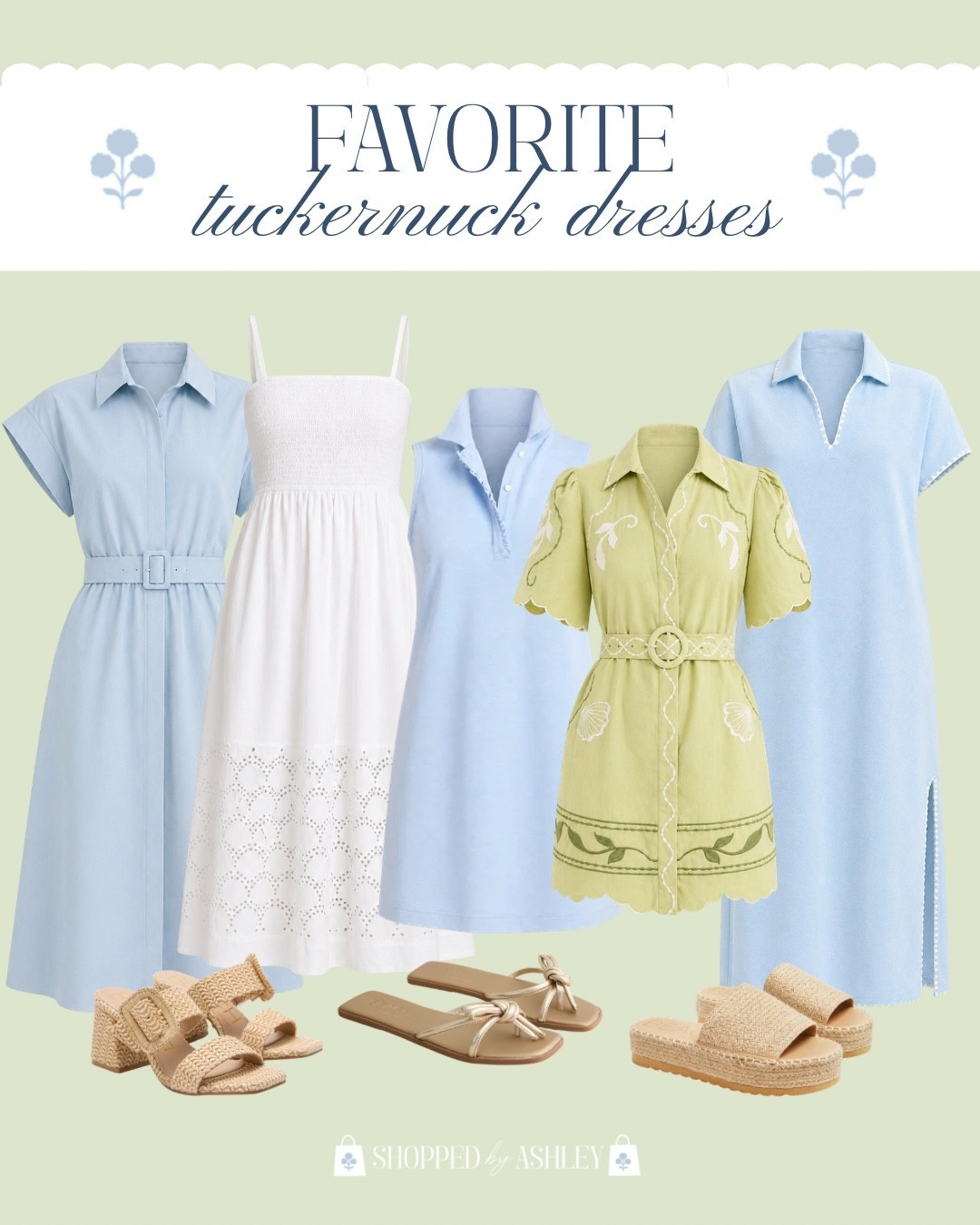 Favorite @Tuckernuck dresses and shoes for spring! 

Spring dresses, summer dresses, graduation guest dress, bridal shower guest dress, preppy dresses, Grandmillennial dress, Grandmillennial style, classic style

#LTKootd