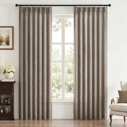 Burlywood Flax Linen Curtains Pinch Pleated 84 Inches Long 2 Panels for Living Room Bedroom Birch... | Amazon (US)