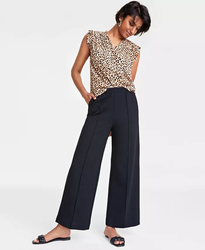 On 34th Women's Ponte Pull-On Wide-Leg Pants, Created for Macy's - Macy's | Macy's