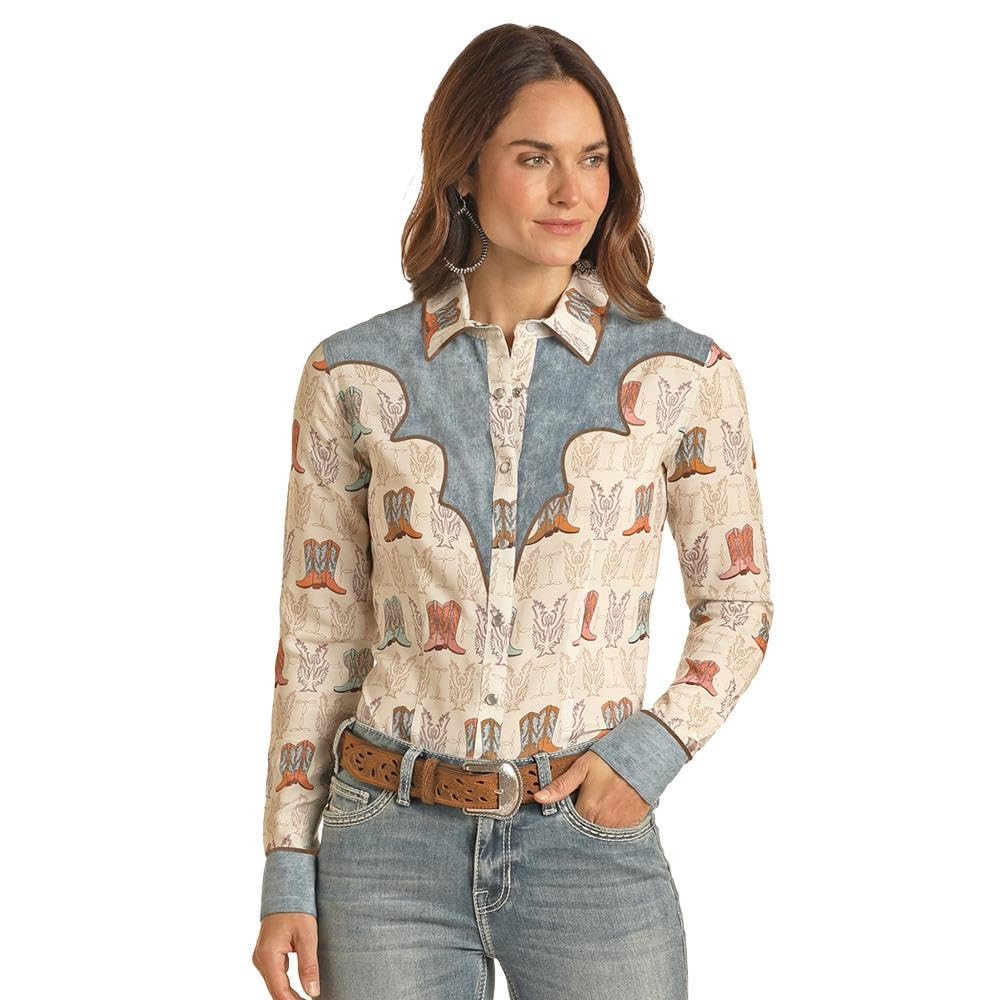 Panhandle Women's Piped Yoke Retro Snap Shirt | Amazon (US)