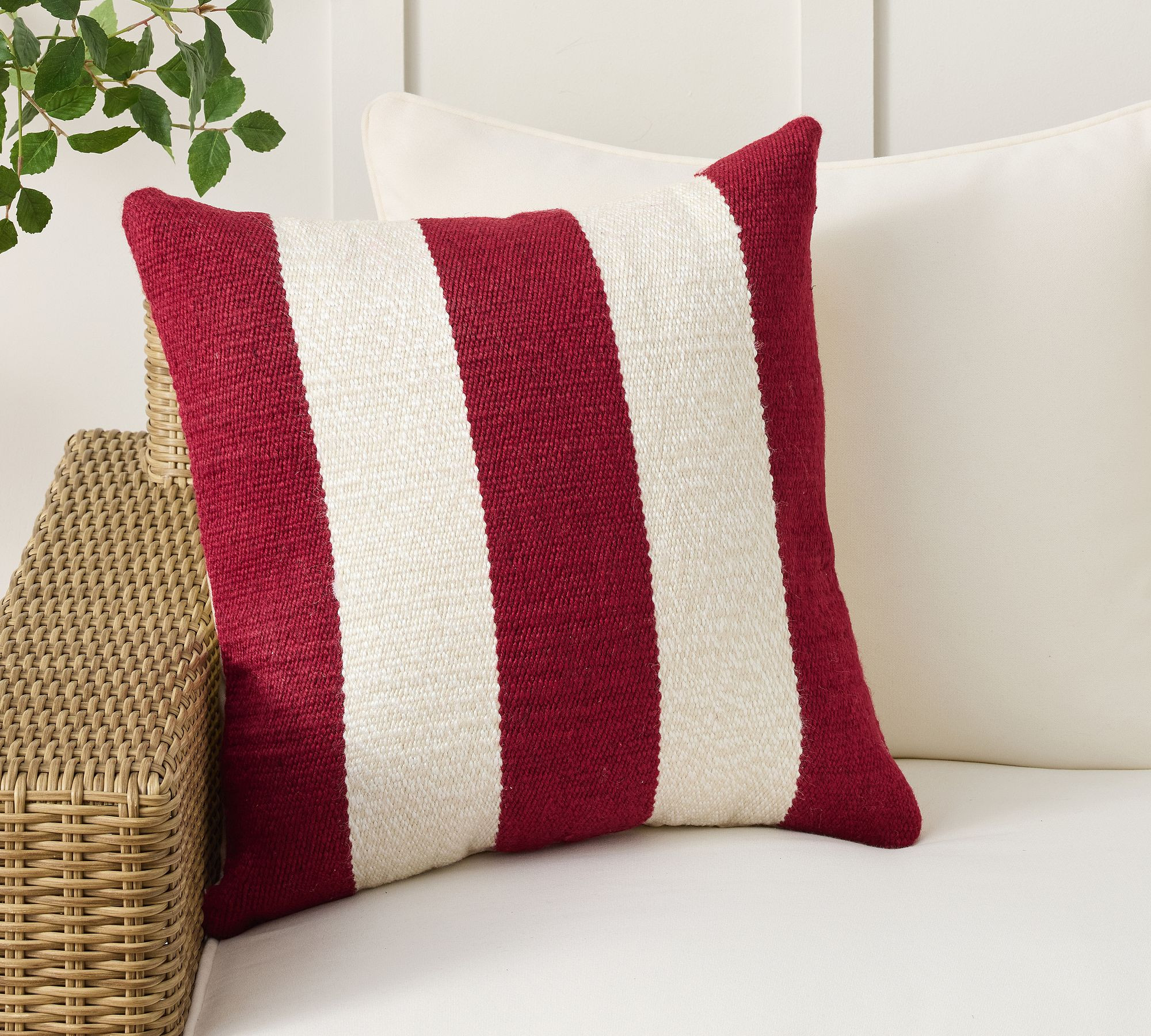 Textured Classic Striped Outdoor Pillow | Pottery Barn (US)