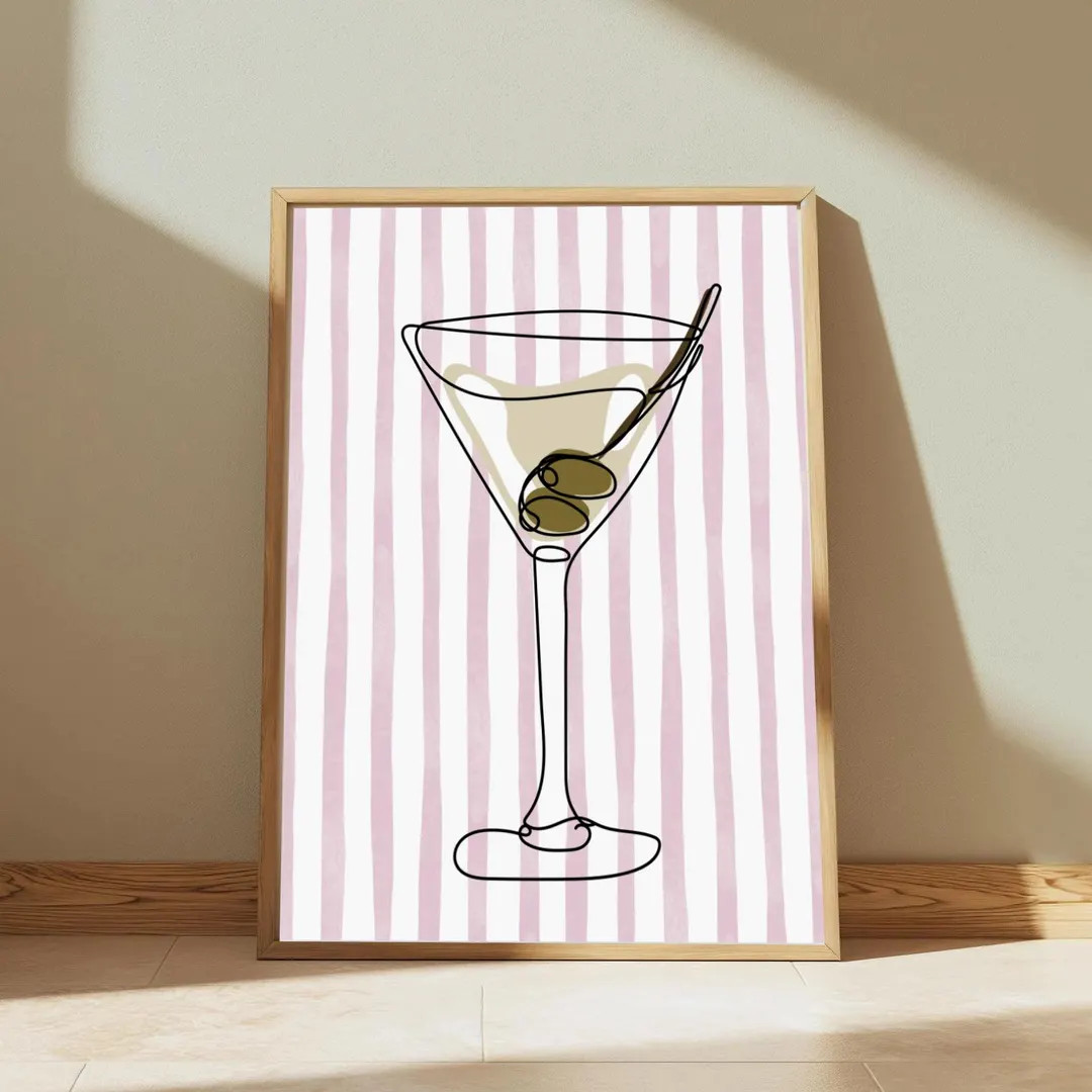 Martini Bar Cart Poster, Dirty Martini Minimalist Wall Art, Bar Cart Art Print, Cocktail Art Prin... | Etsy (US)
