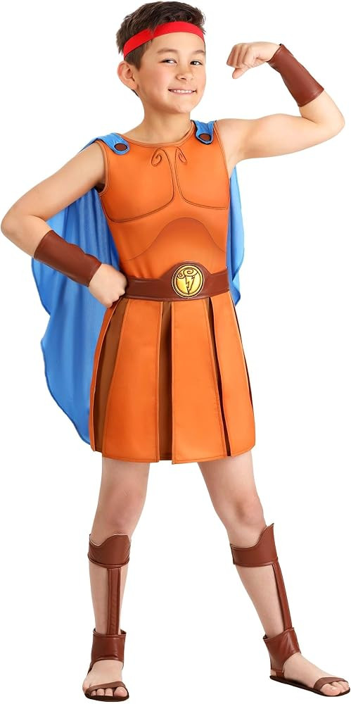 Deluxe Disney Hercules Costume for Boys – Kids Hero Outfit Tunic, Cape, Headband, Belt, Gauntlets & Shoe Covers | Amazon (US)