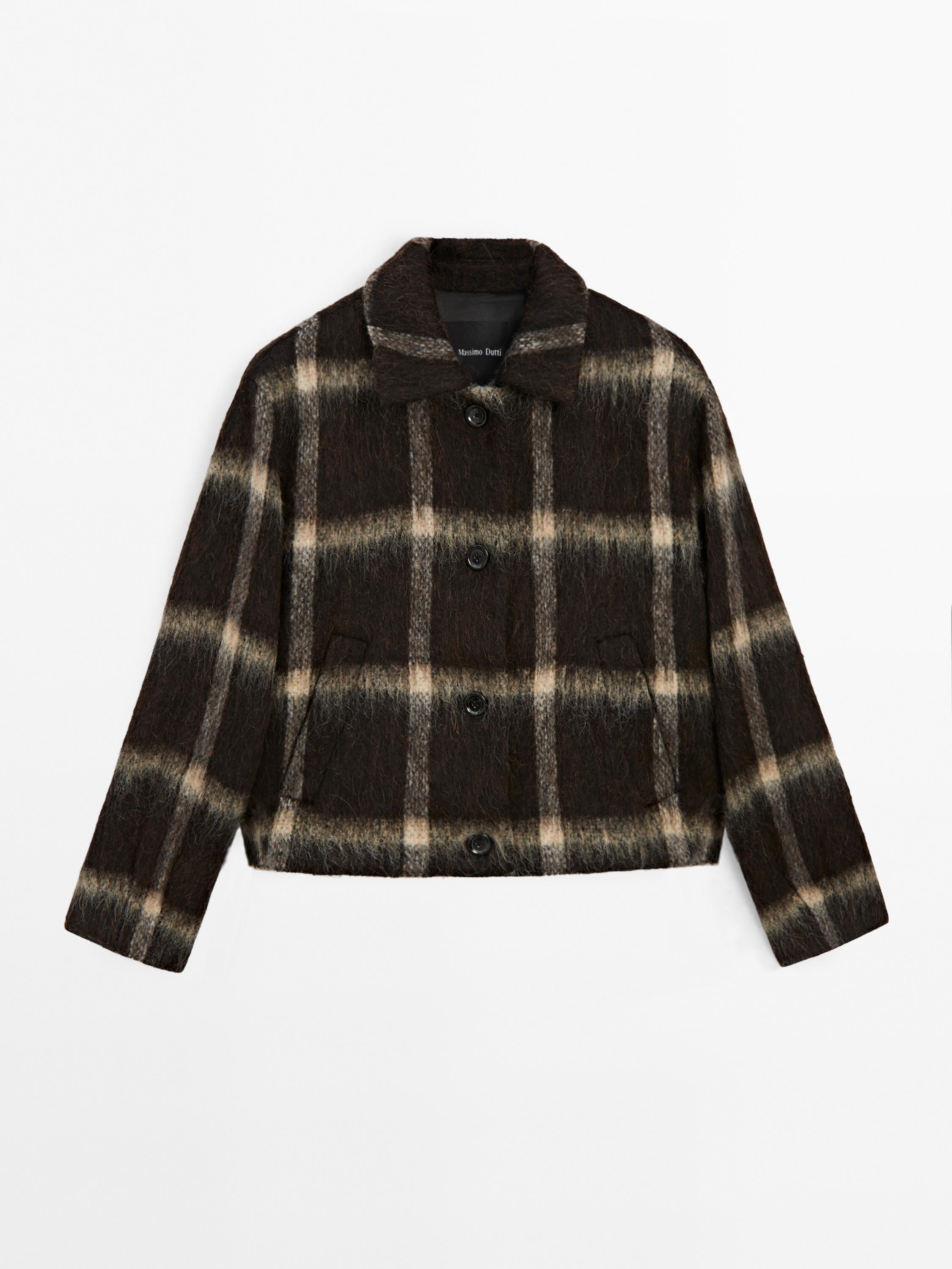 Check jacket with fabric detail | Massimo Dutti US