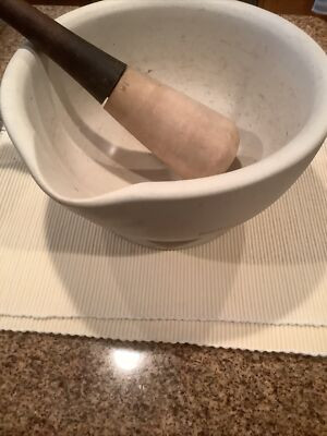 LARGE ANTIQUE STONEWEAR MORTAR AND PESTLE, MARKED 10 | eBay US