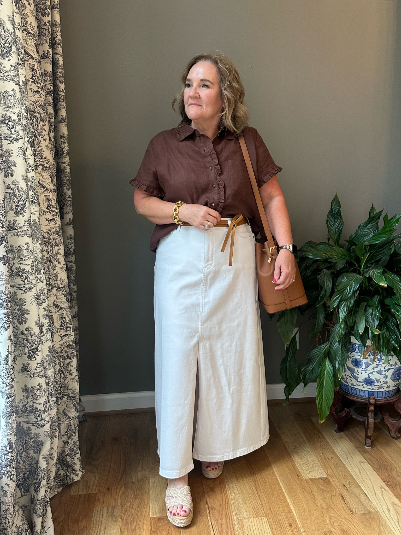 Skirt size 12. 25% off APR25
Blouse size 12. It’s so pretty. Also bought in black. 
Ada belt 15% off code NANETTE15

Spring Outfut maxi denim skirt 

#LTKover40 #LTKfindsunder100 #LTKmidsize