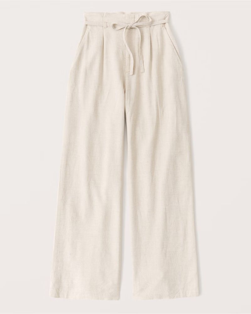 Linen Tailored Wide Leg Pants | Abercrombie & Fitch (US)