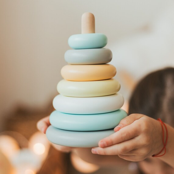 Building Pyramid and Rainbow  Wooden Montessori Toys  | Etsy | Etsy (US)