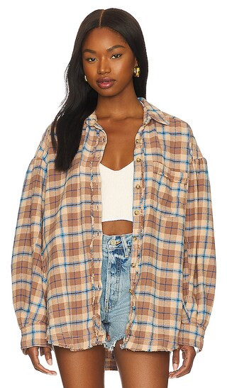 Happy Hour Plaid Shirt in Tan | Revolve Clothing (Global)
