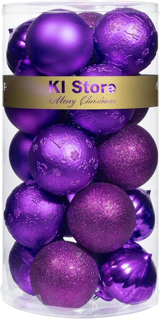 KI Store Purple Christmas Balls 20pcs 3.15-Inch Christmas Tree Decoration Ornaments for Halloween... | Amazon (US)