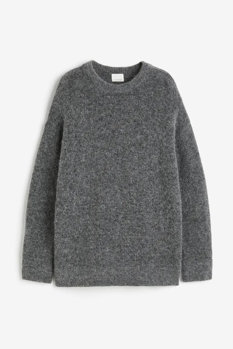 Oversized alpaca-blend jumper - Dark grey - Ladies | H&M GB | H&M (UK, MY, IN, SG, PH, TW, HK)