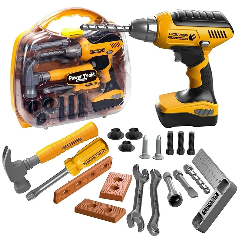 Rirool Kids Tool Set with Electronic Drill - 37pc Pretend Play Construction Toys for Toddlers 3-6... | Walmart (US)
