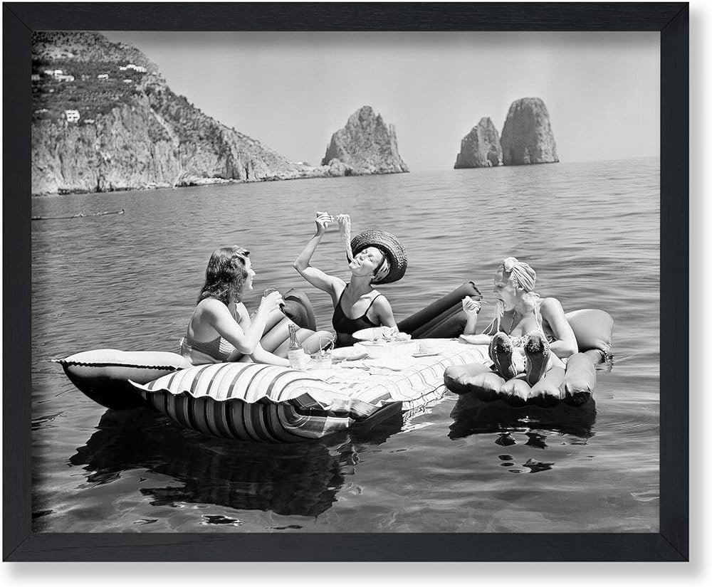 Poster Master Vintage Women Eating Pasta on Lake Poster - Retro Picnic Print - Photography Art - ... | Amazon (US)