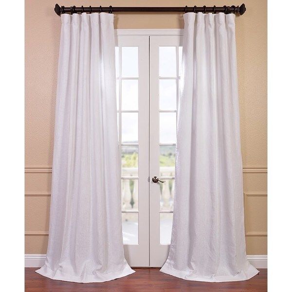 Exclusive Fabrics Blanc White French Linen Curtain Panel | Bed Bath & Beyond