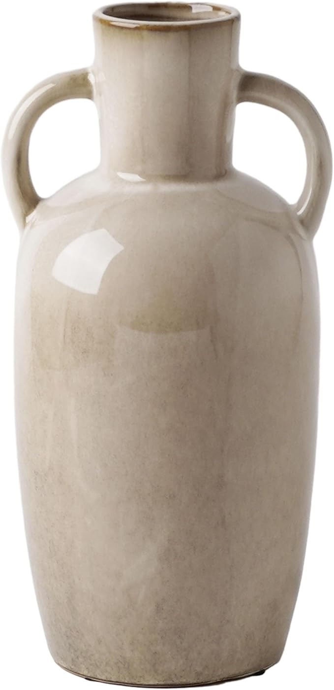 VICTOR & TERESA Beige Vase for Flowers, 10.8'' Decorative Ceramic Vases for Home Decor, Boho Vase... | Amazon (US)
