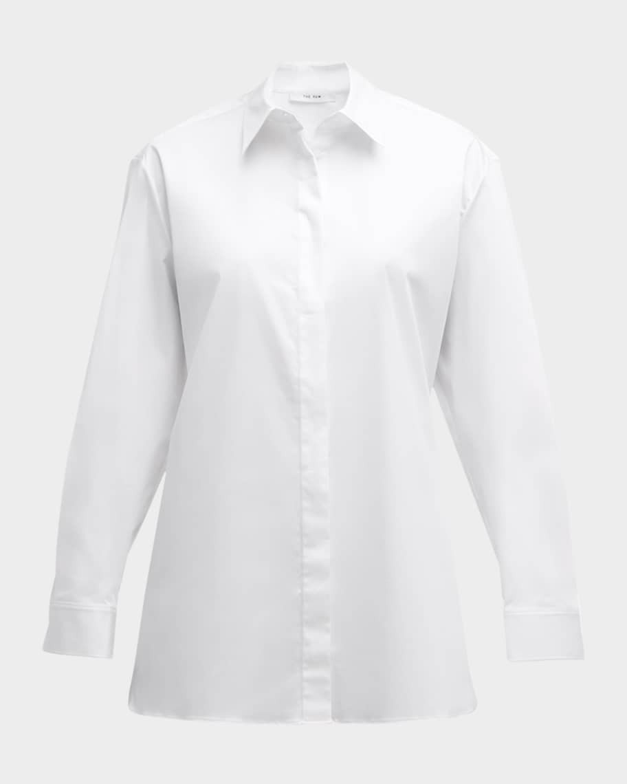 Big Sisea Button-Front Long-Sleeve Cotton-Stretch Shirt | Neiman Marcus