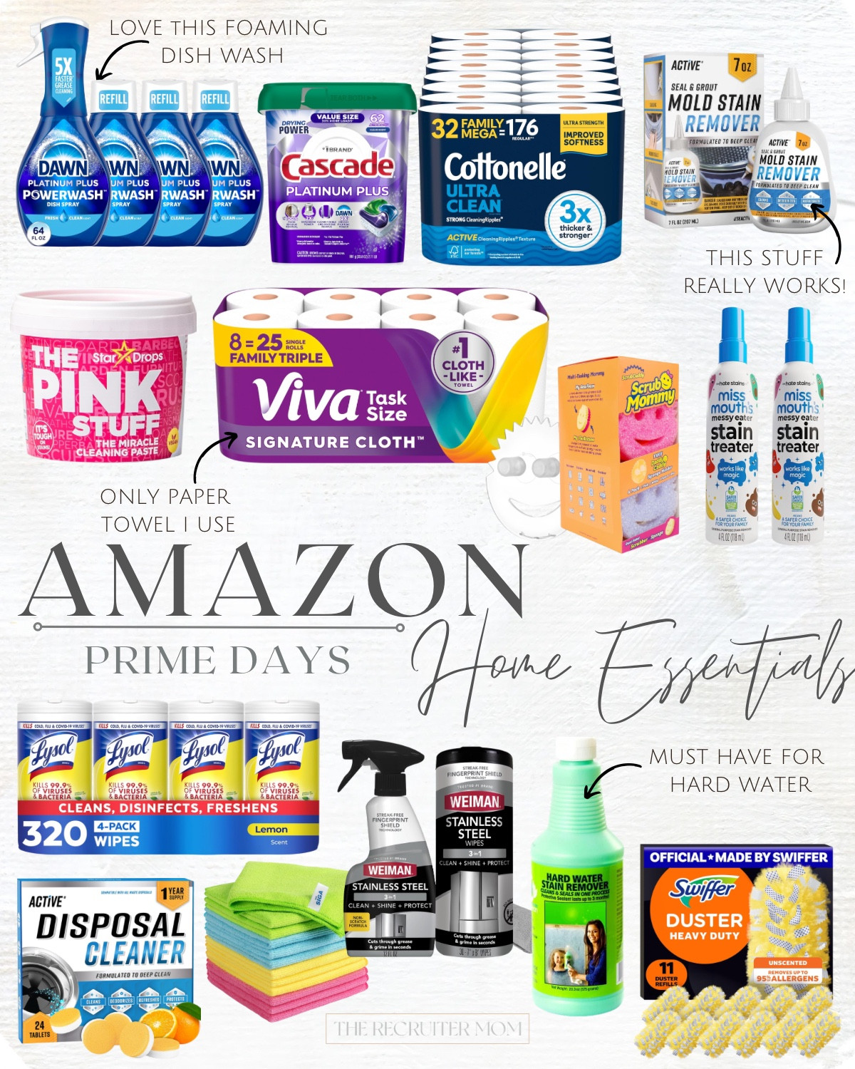Restocking all my Amazon Prime Days home essentials! 🏠 The Dawn Powerwash foaming dish spray is a must, Viva Signature Cloth is the only paper towel I use, the mold & grout stain remover really works, and the hard water stain remover is a game changer. Knocking out my whole cleaning list this sale! 

 #PrimeDay #homeessentials #cleaningfavorites #LTKhome #LTKsalealert #LTKfindsunder50 #LTKSeasonal #LTKHome